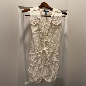 White Sleeveless Button-Up Romper